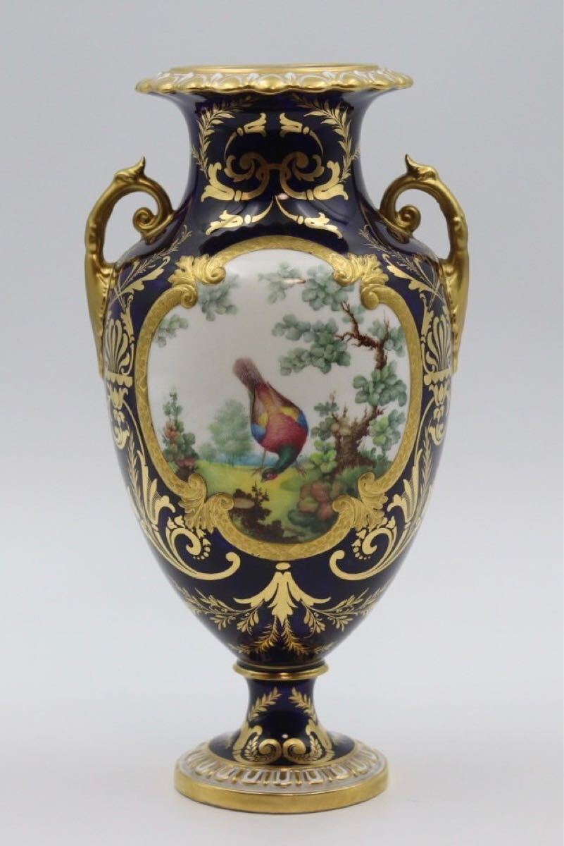 ロイヤルクラウンダービー ROYAL CROWN DERBY 瑠璃色絵 金彩 鳥 ロイヤルクラウンダービー ROYAL CROWN DERBY 瑠璃色絵 金彩 鳥