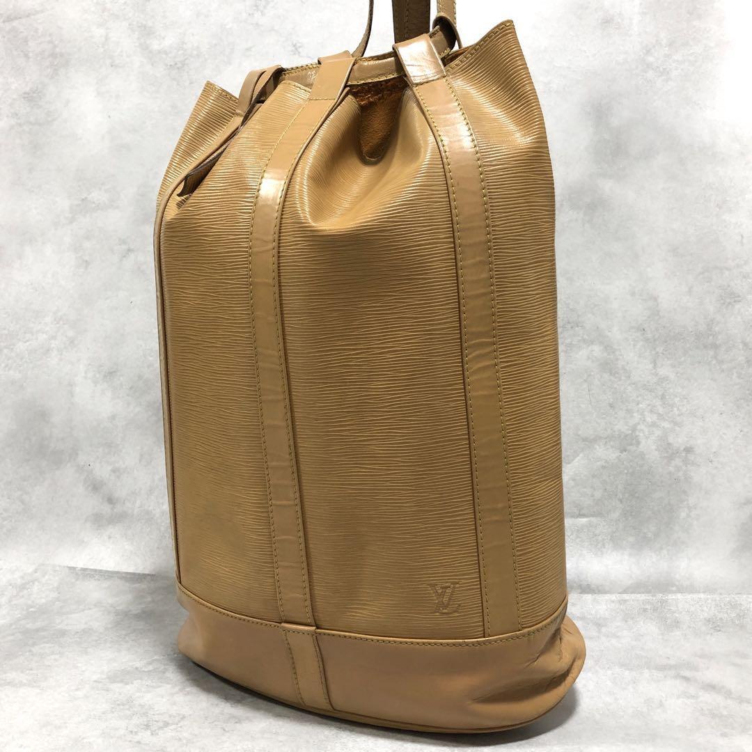 1円 LOUIS VUITTON ルイヴィトン エピ ランドネGM ショルダーバッグ バケツバッグ 肩がけ ジパングゴールド レザー 大容量 メンズ