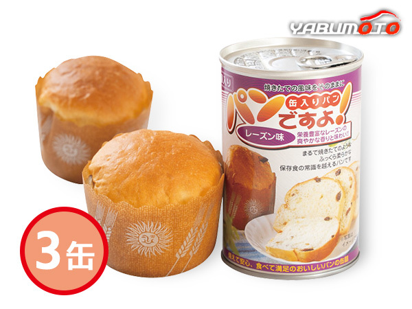 パンですよ！ レーズン味 レーズンパン 50g×2個入 3缶 賞味期間 5年 缶入 保存食 非常食 稅率8％