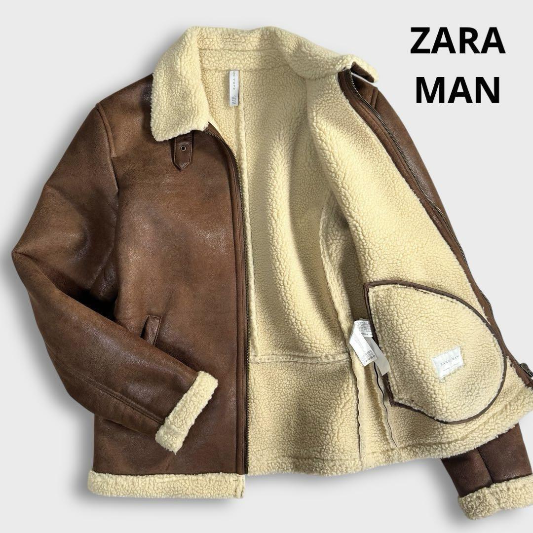 美品 ZARA MAN ザラ B-3 フェイクムートン フライトジャケット 