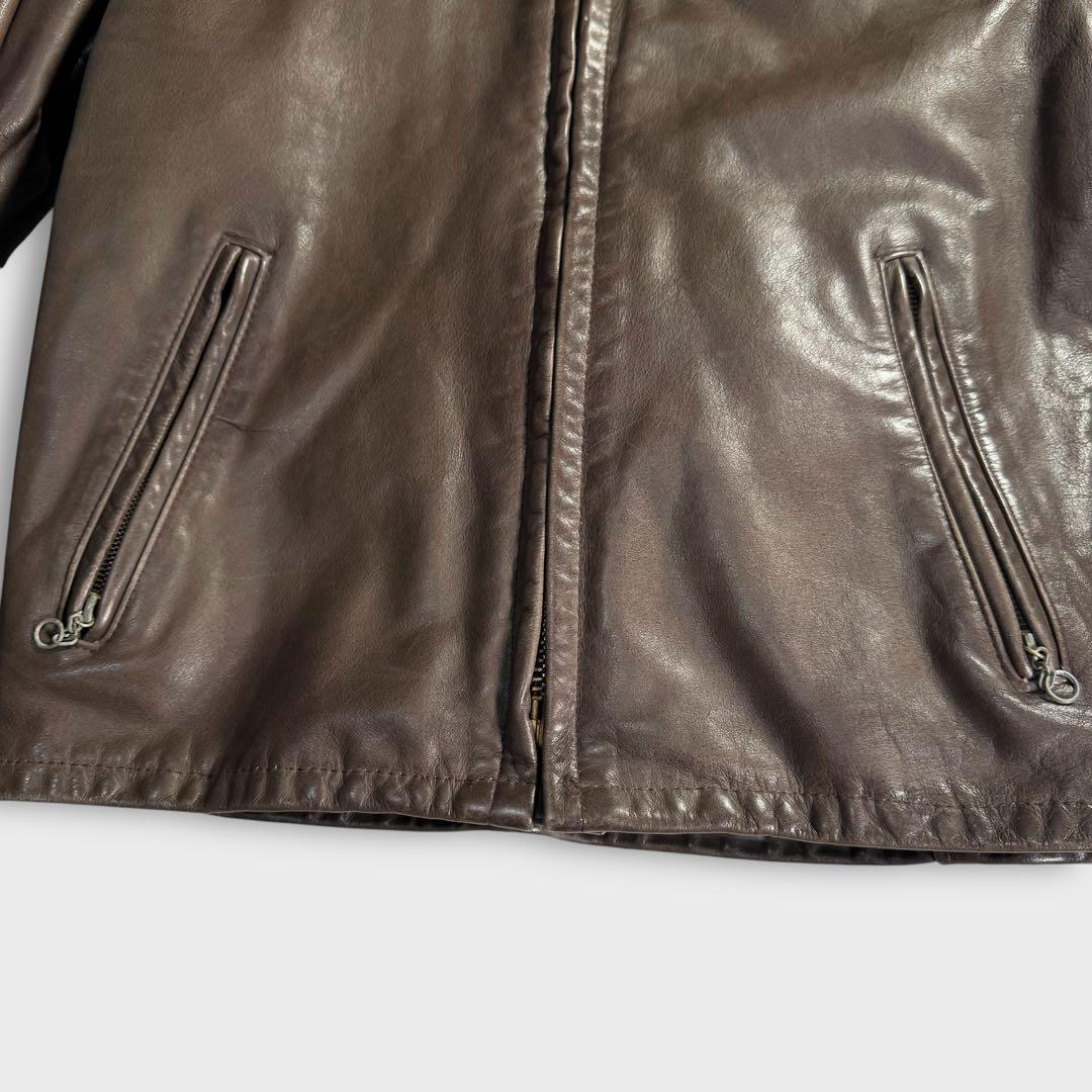 40 SCHOTT ショット ライダースジャケット レザー ブラウン ボア 40 SCHOTT ショット ライダースジャケット レザー ブラウン ボア