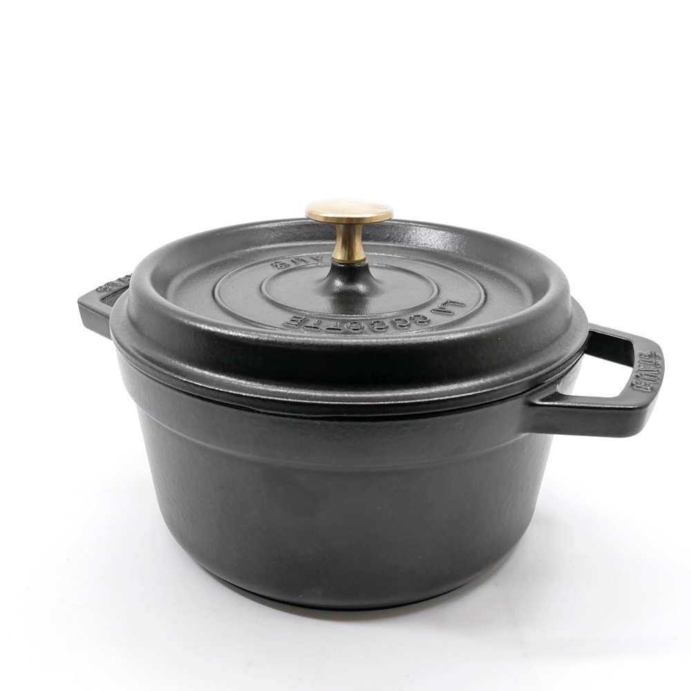 ● ストウブ STAUB ピコ ココット ラウンド 両手鍋 ブラック 20cm 鋳物 キャセロール ガス オーブン IH対応 フランス 取扱説明書付