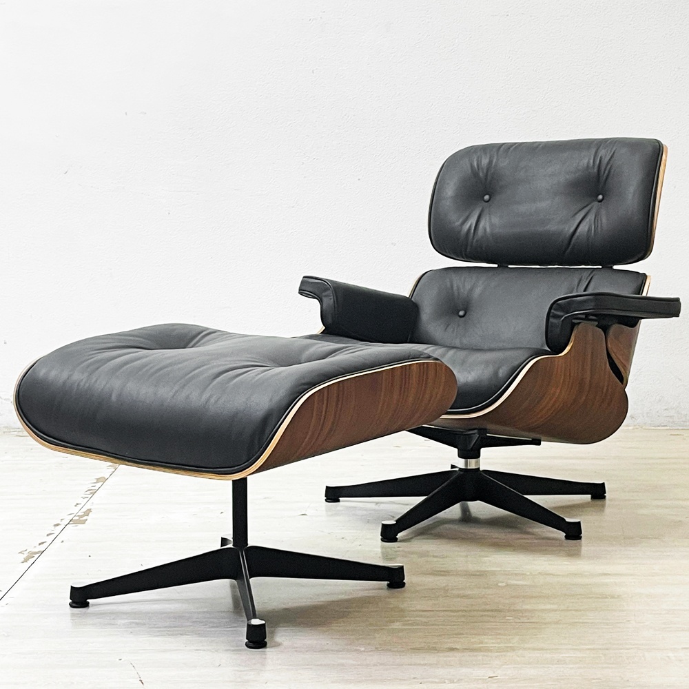 ● イームズラウンジチェア＆オットマン ブラック チャールズ＆レイ・イームズ C&R Eames ミッドセンチュリー リプロダクト品