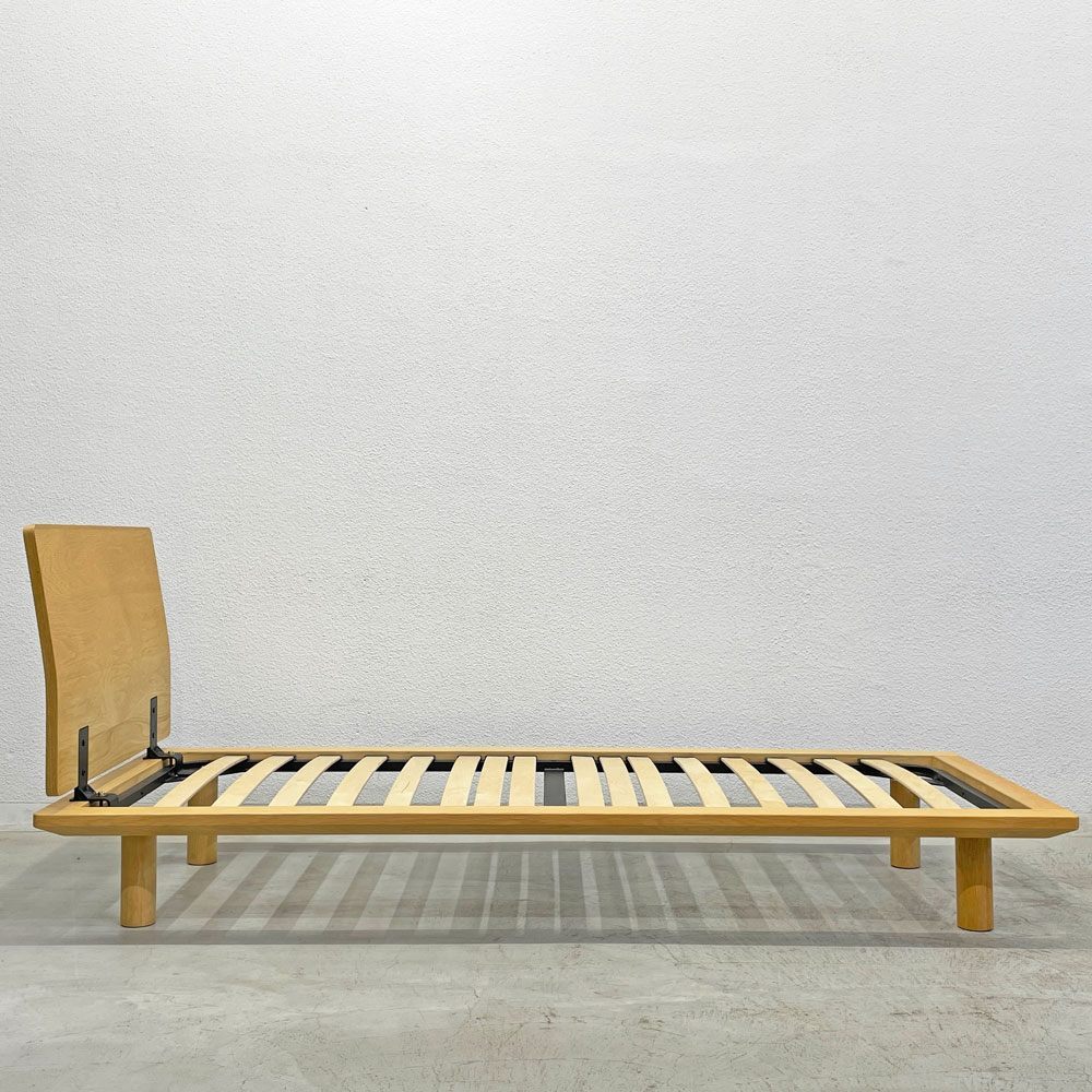 〓 無印良品 MUJI オーク材 スモールサイズ 木制ベッドフレーム ヘッドボード付 ナチュラルカラー 組み立て簡(jiǎn)単 木制腳20cm 定価48,900円 A