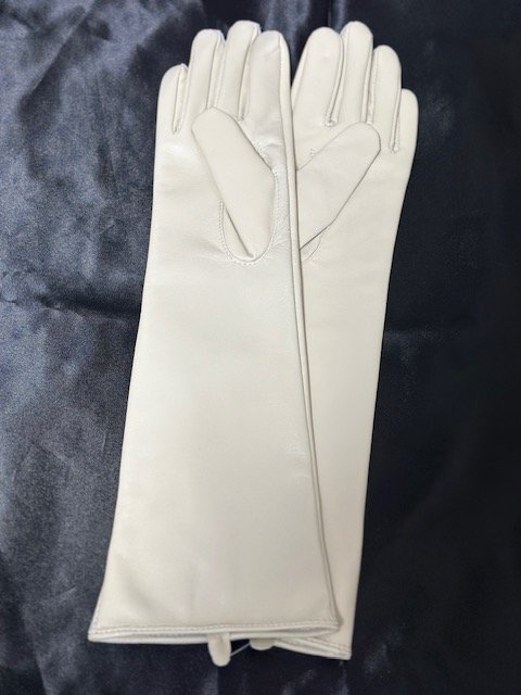 白色★羊革40ｃｍロンググローブ●本革白色　40cm　サイズXXL