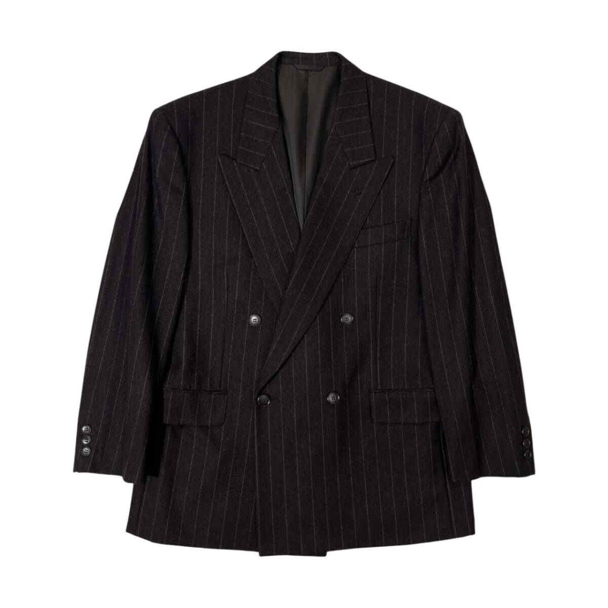 ビンテージ pierre cardin ピエールカルダン チョークストライプ ダブル テーラードジャケット ABS(93-82-165) /チャコールグレー