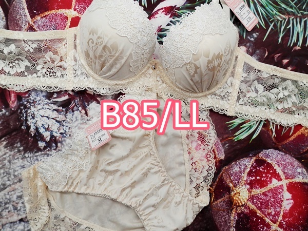 B85001-P B85/LL【1點限り商品】ブラ?ショーツセット ランジェリー インナー 下著 脇高ブラジャー ハーフレースショーツ