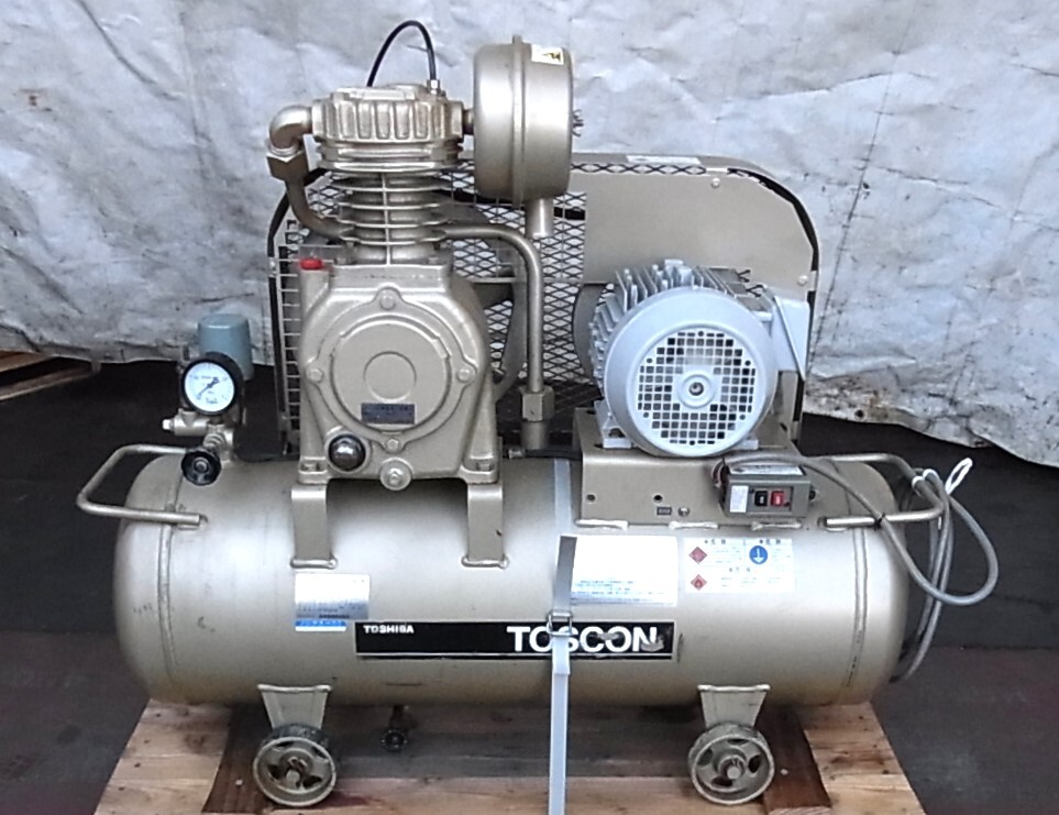 ま東芝レシプロコンプレッサー SP100-15T2 三相200V 50Hz 2馬力 塗装・自動車整備・バイク整備　お奨め