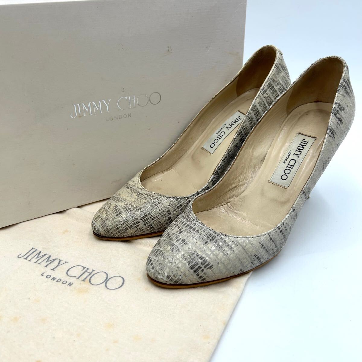 ■ 付属品完備!! 'イタリア製' 高級感溢れる JIMMY CHOO ジミーチュウ 総柄 ハイヒール パンプス EU37 23.5cm レディース 婦人靴 シューズ