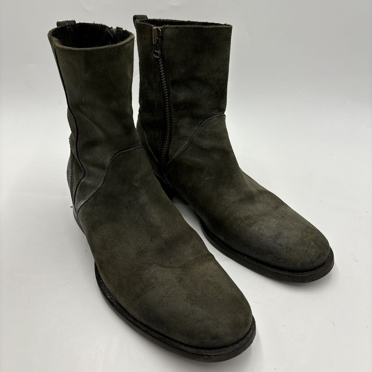 ＊ 良品 箱付き イタリア制 '高級感溢れる' BUTTERO ブッテロ 本革 サイドジップ ブーツ 革靴 EU42 26.5cm メンズ 紳士靴 シューズ