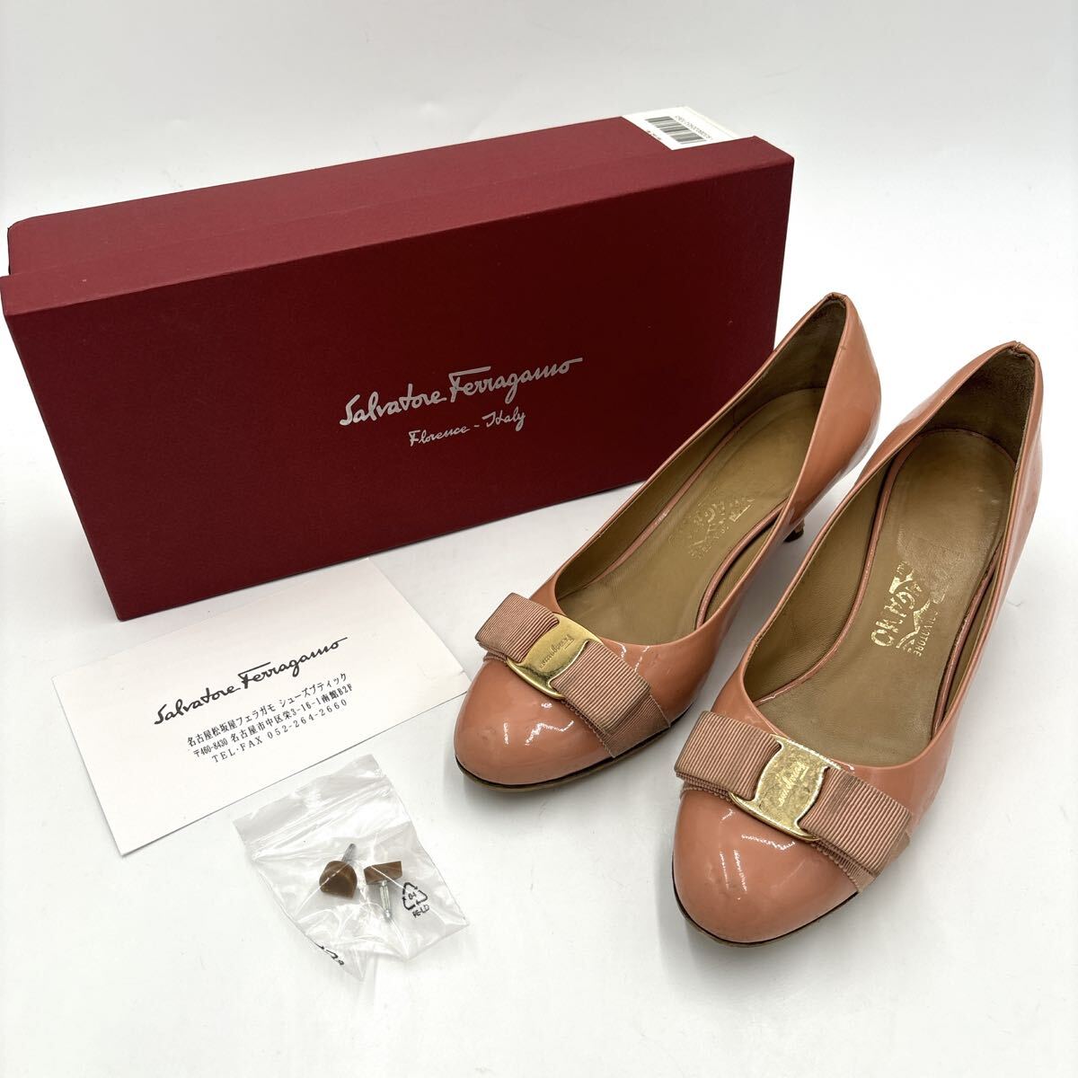 ＊ 箱付き イタリア製 '高級婦人靴' Salvatore Ferragamo サルヴァトーレフェラガモ 本革 ヴァラリボン ヒール / パンプス 6D 23cm