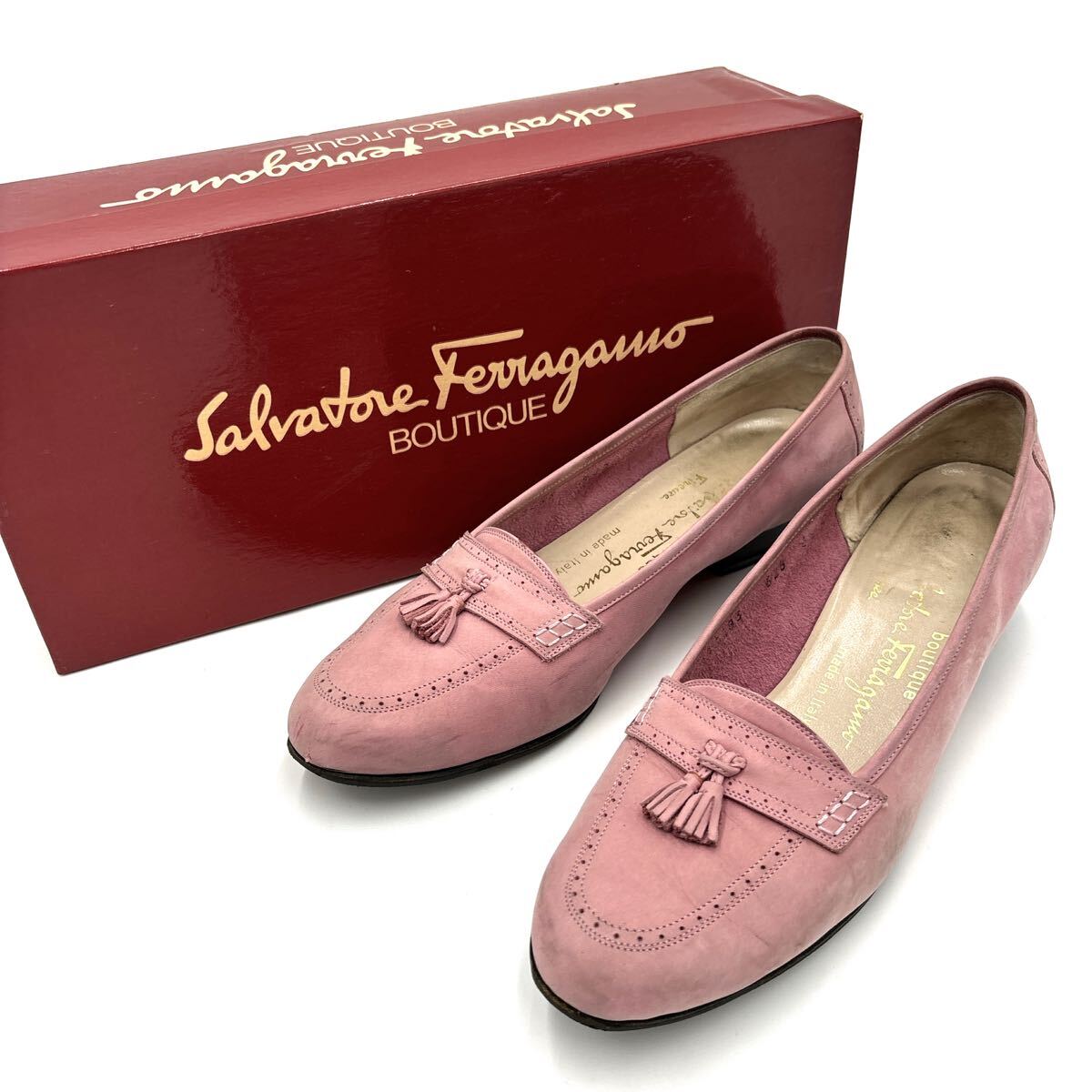 ＊ 箱付き イタリア製 '高級婦人靴' Salvatore Ferragamo サルヴァトーレフェラガモ 本革 タッセル ヒール / パンプス 6.5C 23.5cm