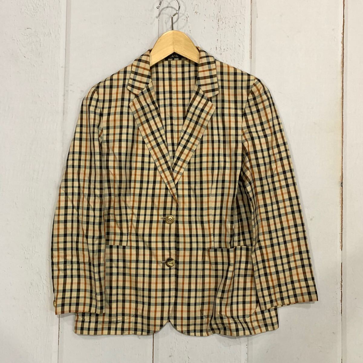 LL ▼ 人気モデル!! '洗練されたデザイン' DAKS LONDON ダックス シルク混 チェック柄 2ボタン テーラードジャケット size:9AB2 トップス
