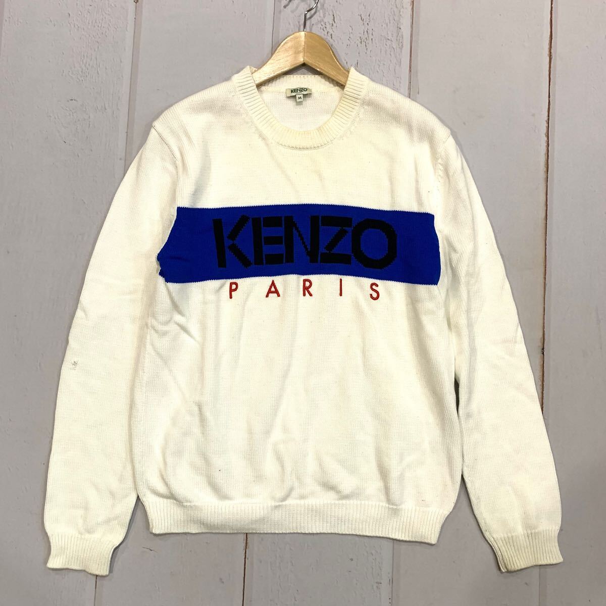LL ▼ 人気モデル!! '都会のカジュアルウェア' KENZO PARIS ケンゾー GOLF 長袖 ロゴ ニット セーター size:M メンズ トップス 古着