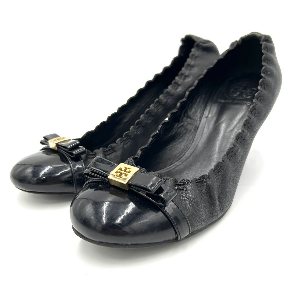 J ■ 極上レザー使用!! '洗練されたデザイン' Tory Burch トリーバーチ 本革 LEATHER ヒール パンプス 7.5M 24.5cm レディース シューズ