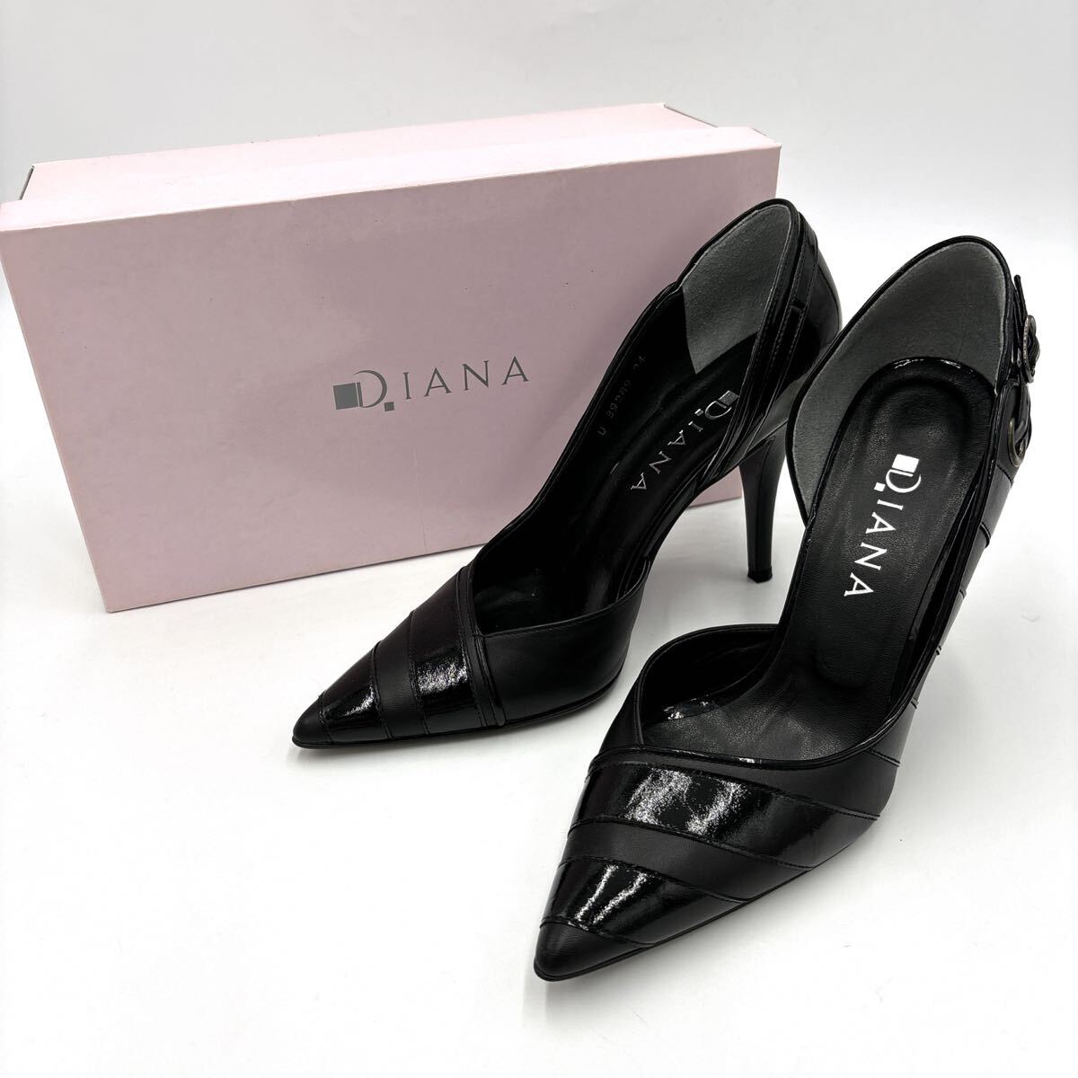 ＊ 良品 箱付き 日本製 '洗練されたシルエット' DIANA ダイアナ 本革 ヒール / パンプス 24cm U レディース 婦人靴 シューズ