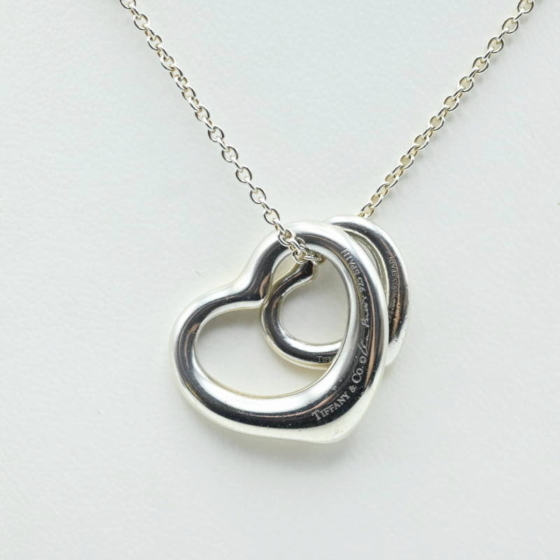 M12-k040 TIFFANY&Co. ティファニー ダブルオープンハート SV925 ネックレス シルバー