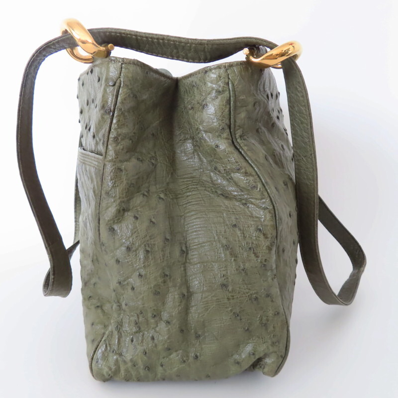 K02-k009 LOEWE ロエベ オーストリッチ ショルダーバッグ グリーン