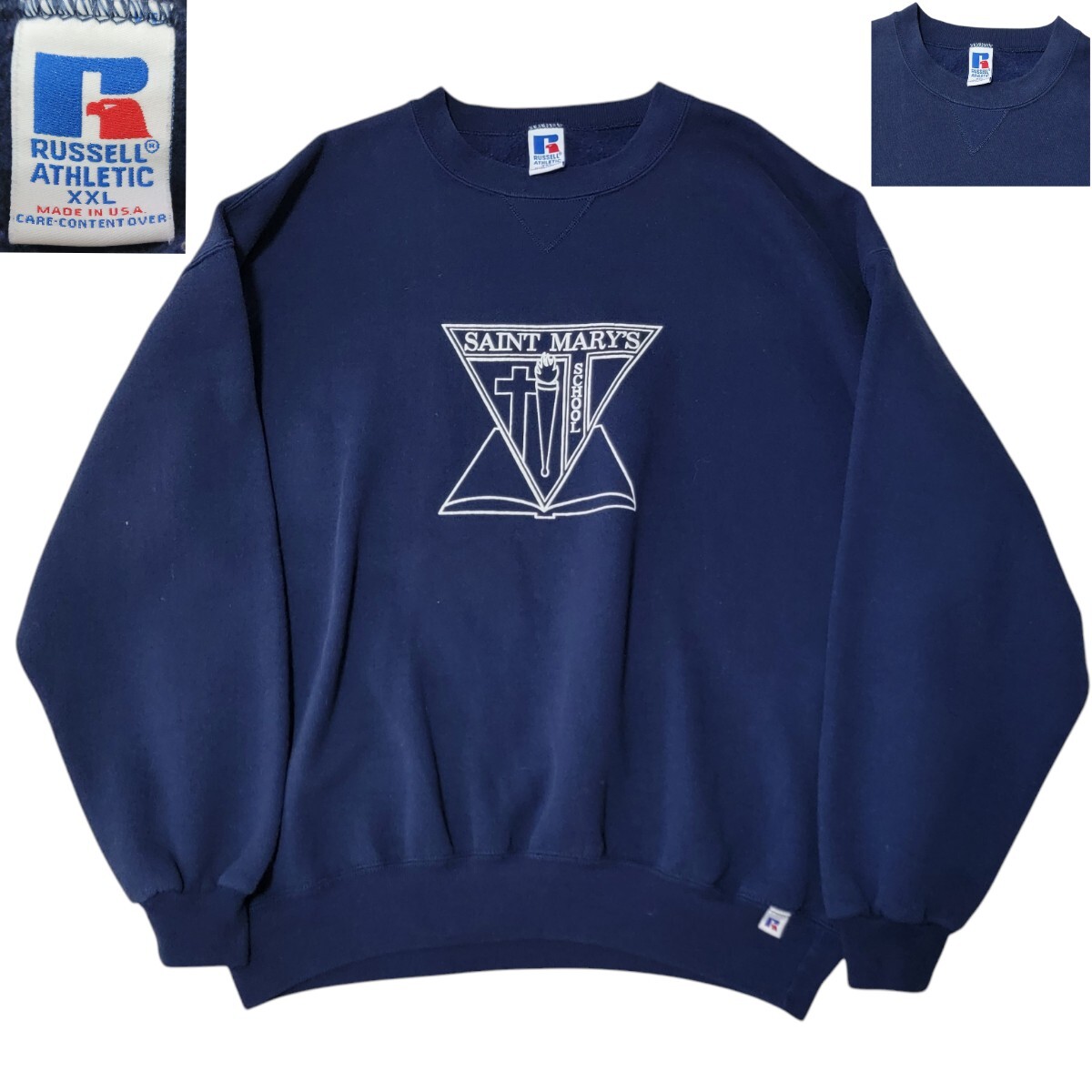 90s USA製 RUSSELLラッセル 無地 前V スウェット ナス紺 XXL 90s USA製 RUSSELLラッセル 無地 前V スウェット ナス紺 XXL