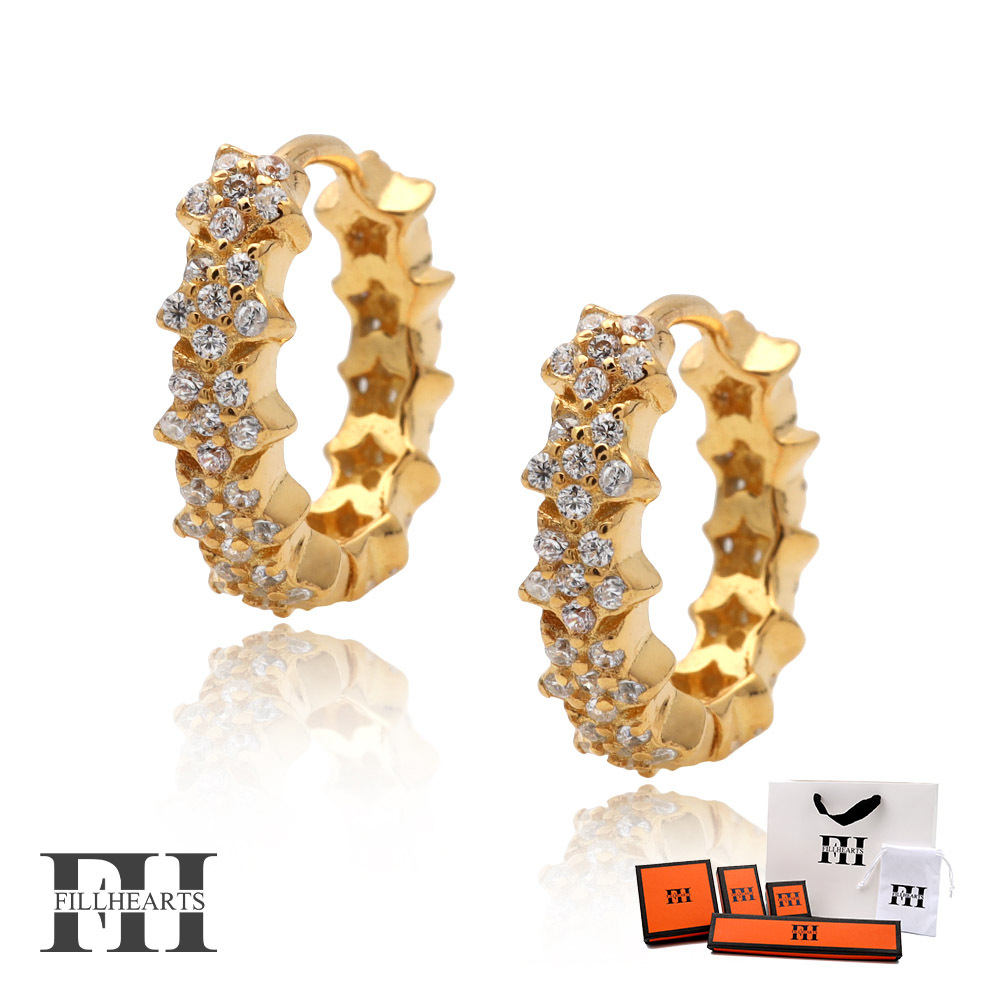 FILL HEARTS ピアス シルバー Starlight Hoop 星 ジルコニア 金屬アレルギー対応 シルバー925 18K