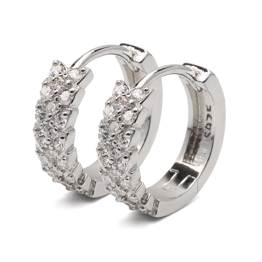ピアス フープピアス シルバー925 CZ キュービックジルコニア レディース キラキラ パヴェ シルバー 両耳用 2點(diǎn)セット