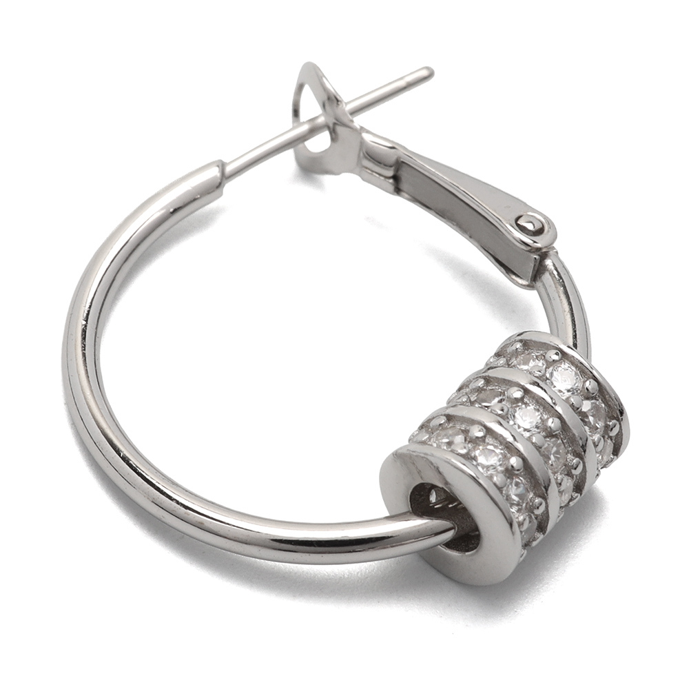 ピアス フープピアス シルバー925 CZ キュービックジルコニア メンズ レディース キラキラ パヴェ シルバー 片耳用