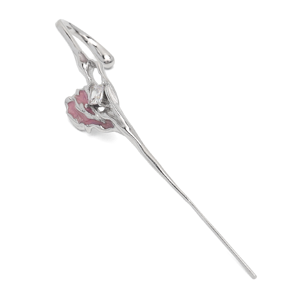 ピアス 溶けたハート スティックピアス イヤーカフ シルバー925 CZ ジルコニア ハート ハロウィン シルバー ピンク 片耳用