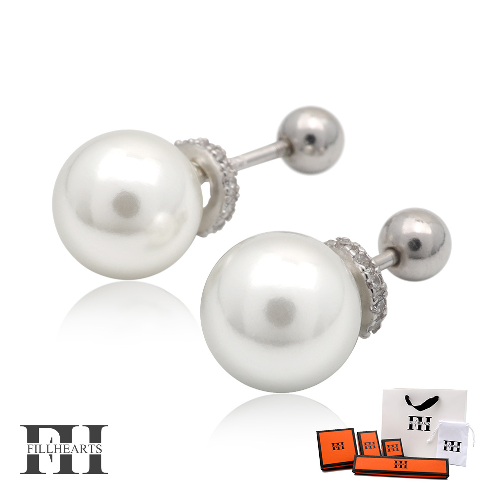 FILL HEARTS ピアス シルバー Pearl パール 貝パール 真珠 ジルコニア 金屬アレルギー対応 シルバー925