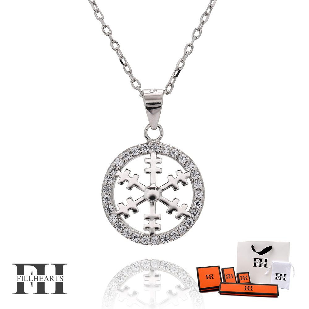 FILL HEARTS ネックレス シルバー Circle & Snowflake 雪 金属アレルギー対応 シルバー925