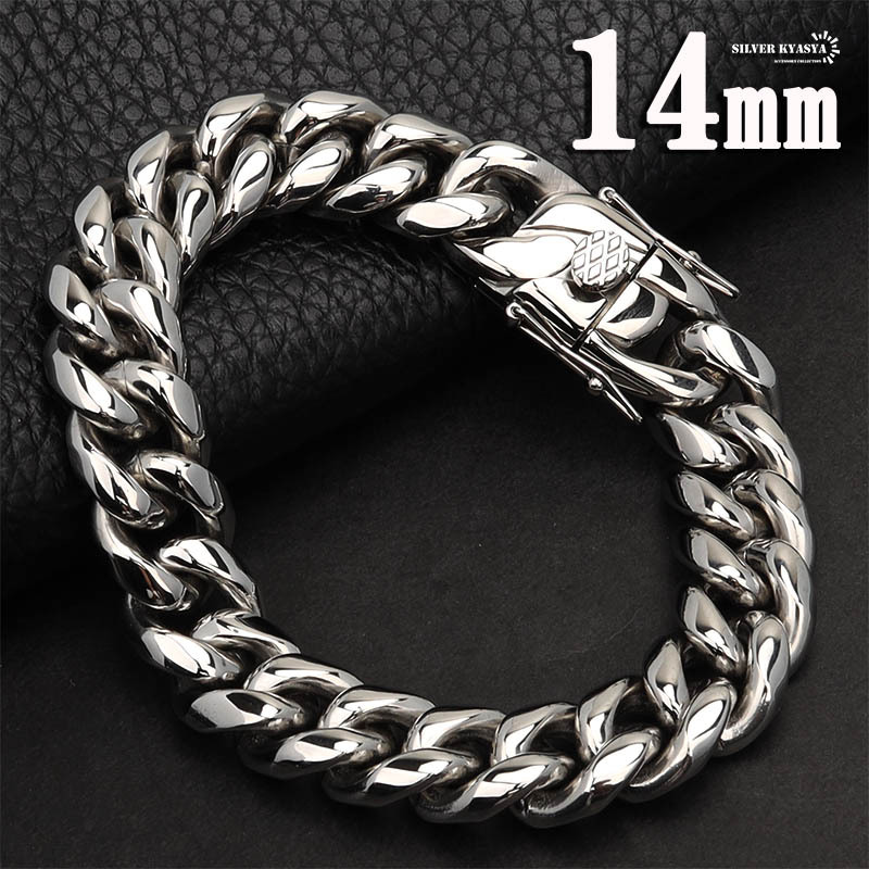 316L 幅14mm 太め メンズ ブレスレット シルバー 喜平チェーン B系 喜平ブレスレット きへい