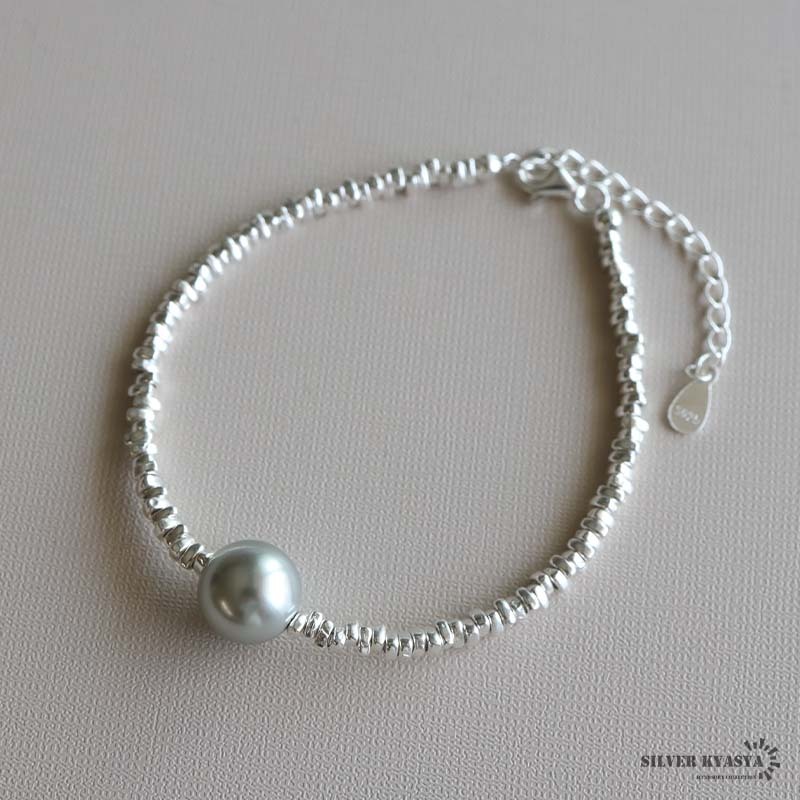 パールブレスレット シルバー925 スワロフスキーパール 1粒 レディース ブレスレット シルバー シンプル カジュアル 人気