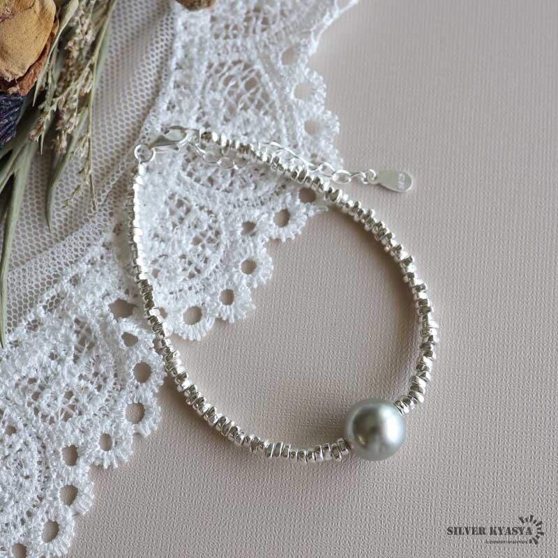 パールブレスレット シルバー925 スワロフスキーパール 1粒 レディース ブレスレット シルバー シンプル カジュアル 人気