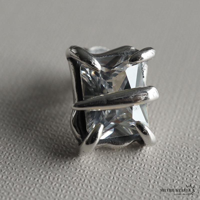 ジルコニアピアス 1粒 シルバー925 CZ 1粒 スタッドピアス 片耳用 1點セット 透明 シルバー 金屬アレルギーフリー