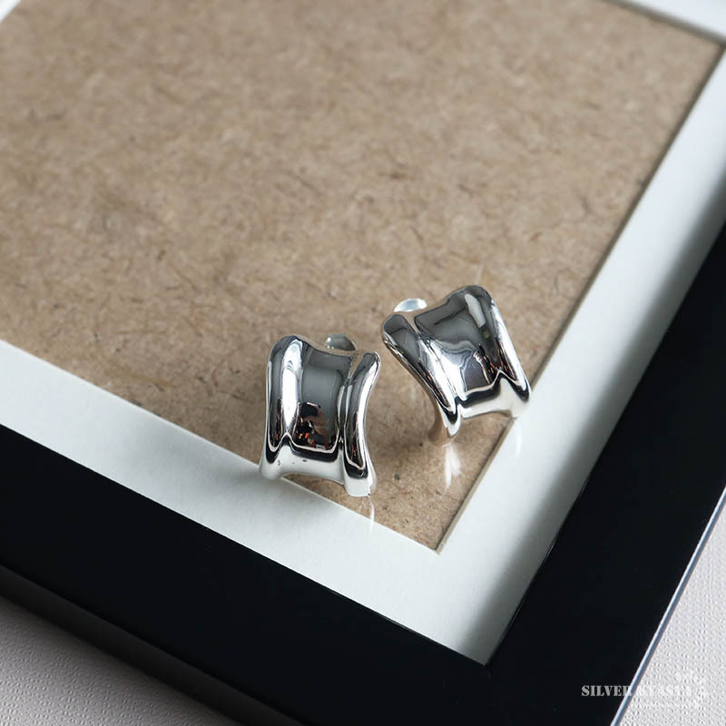 ボーンカフピアス ワイドピアス シルバー925 フープピアス 両耳用 2點セット 幾何學(xué) シルバー 金屬アレルギーフリー