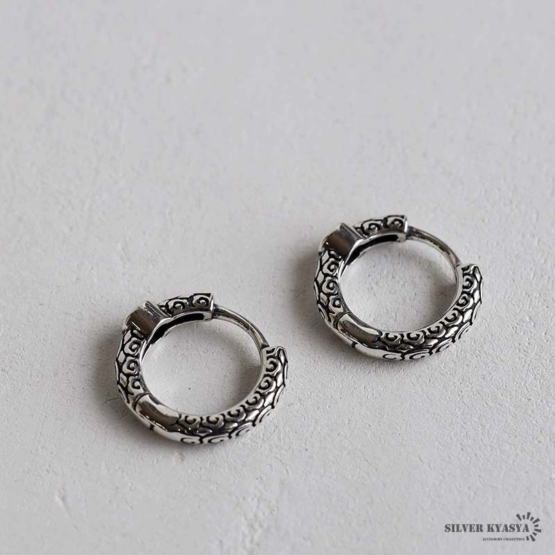 唐草 フープピアス グリーン シルバー925 CZ レディース 一粒 シルバー ストーン 金屬アレルギー対応 両耳用 2點(diǎn)セット
