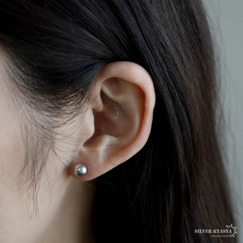 パールピアス 6mm スワロフスキーパール 真珠ピアス グレー 一粒 シルバー925 両耳用 2點(diǎn)セット レディース シルバー