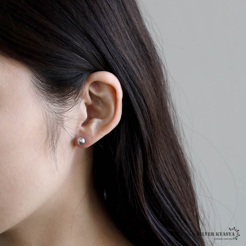 パールピアス 6mm スワロフスキーパール 真珠ピアス グレー 一粒 シルバー925 両耳用 2點(diǎn)セット レディース シルバー