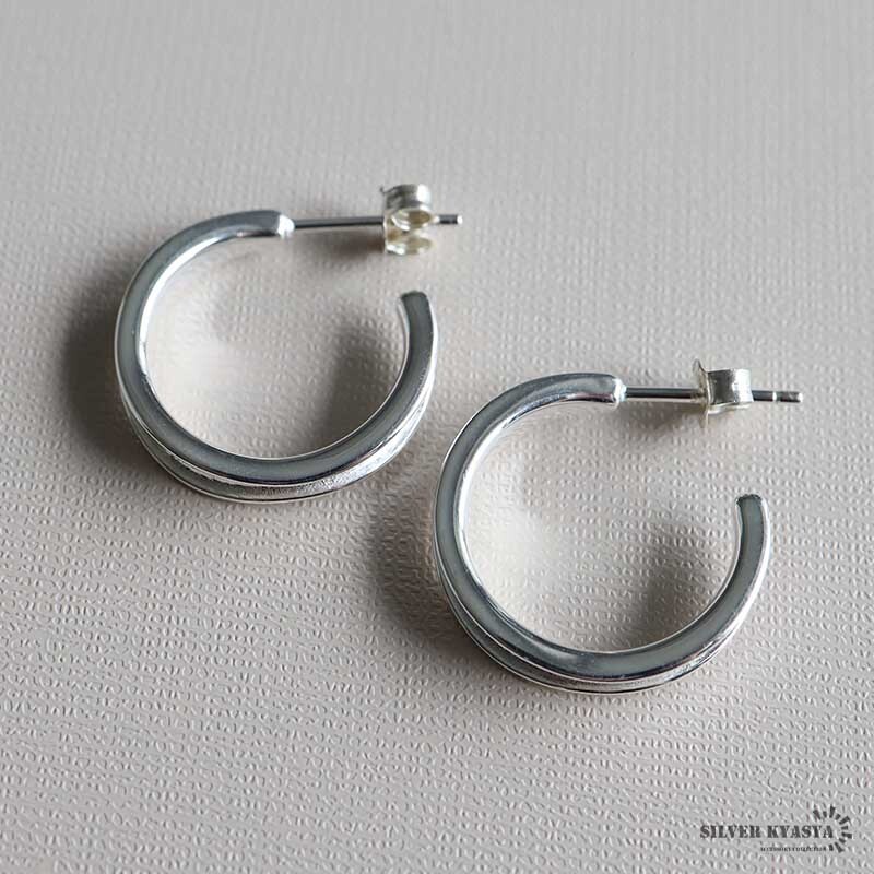 ボーンカフピアス シルバー925 フープピアス スタッドピアス 両耳用 2點(diǎn)セット サークル 図形 シンプル シルバー 金屬アレルギーフリー