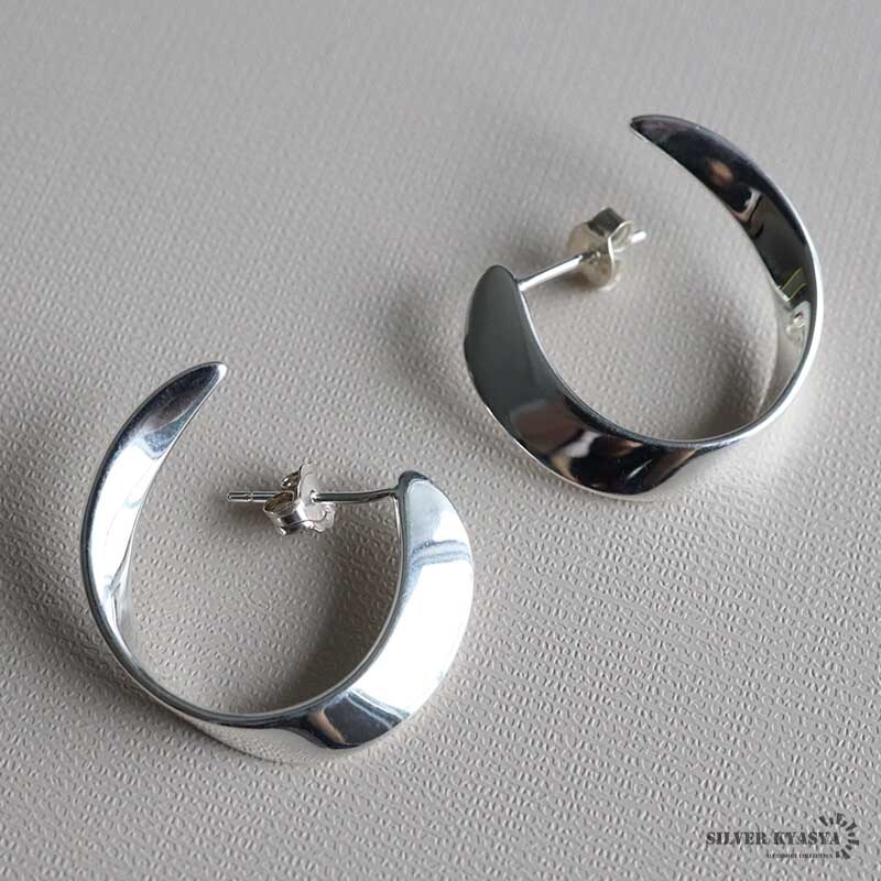 ひねりサークルピアス シルバー925 フープピアス 両耳用 2點(diǎn)セット ねじり サークル シルバー 金屬アレルギーフリー