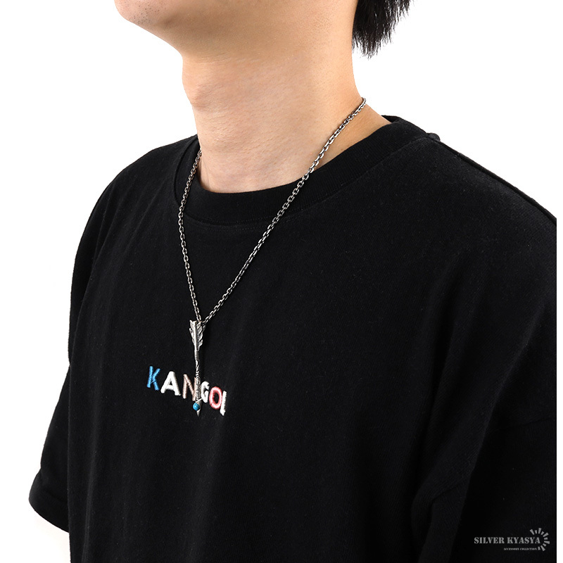 シルバー925 矢 アロー 弓 武器 ターコイズストーン 小豆チェーンネックレス ペンダント インディアンジュエリー 銀色