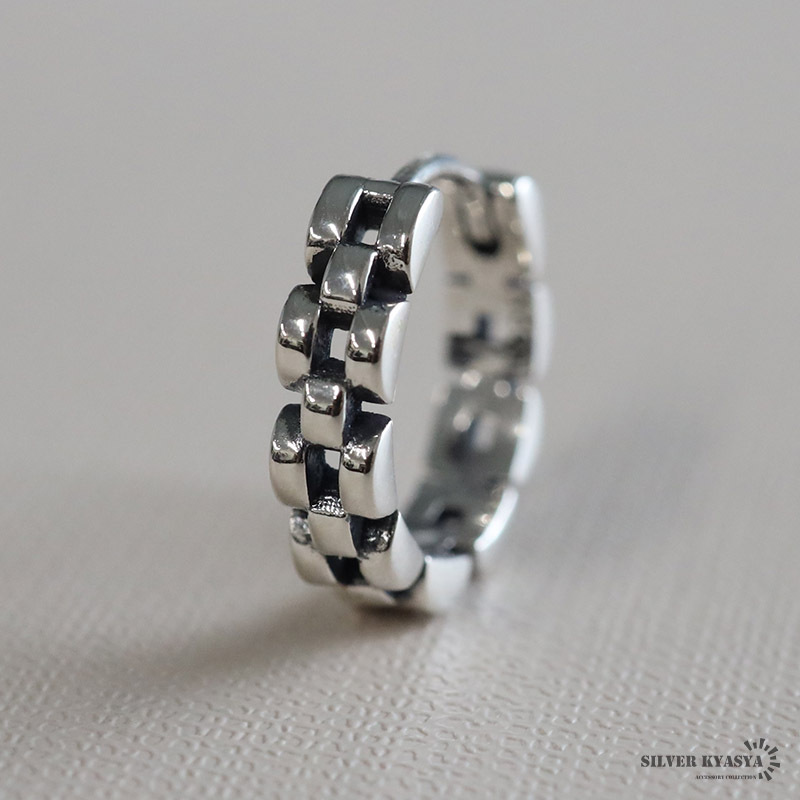 時(shí)計(jì)バンドフープピアス フープピアス チェーンピアス 個(gè)性的 シンプル かわいい シルバー925 片耳用