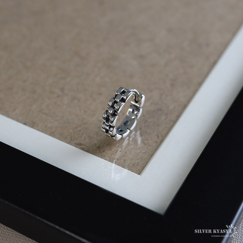 時(shí)計(jì)バンドフープピアス フープピアス チェーンピアス 個(gè)性的 シンプル かわいい シルバー925 片耳用