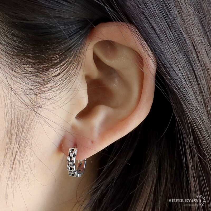 時(shí)計(jì)バンドフープピアス フープピアス チェーンピアス 個(gè)性的 シンプル かわいい シルバー925 片耳用