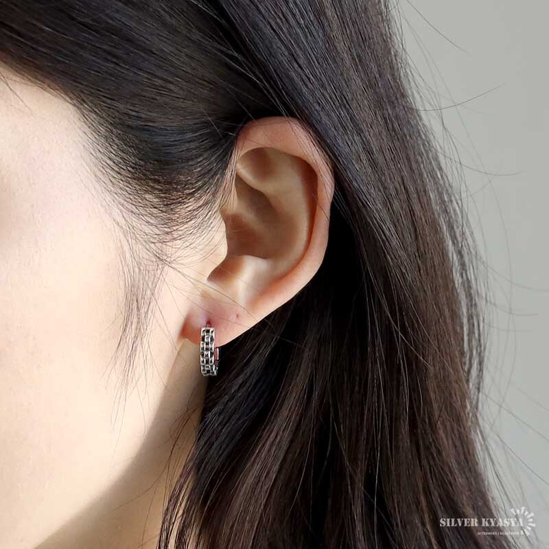 時(shí)計(jì)バンドフープピアス フープピアス チェーンピアス 個(gè)性的 シンプル かわいい シルバー925 片耳用