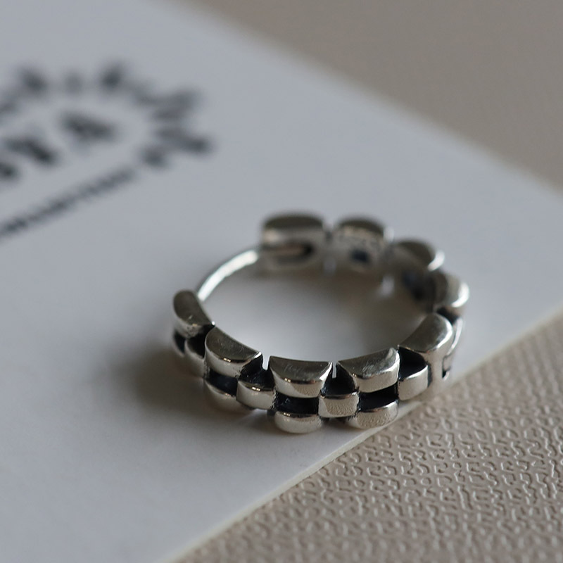 時(shí)計(jì)バンドフープピアス フープピアス チェーンピアス 個(gè)性的 シンプル かわいい シルバー925 片耳用