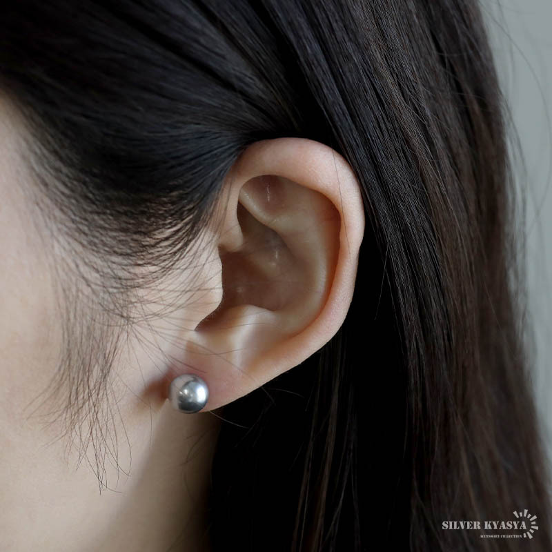 パールピアス 8mm スワロフスキーパール 真珠ピアス グレー 一粒 シルバー925 両耳用 2點セット レディース シルバー