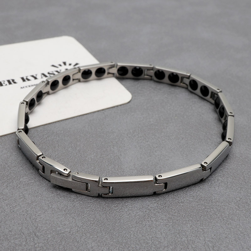 純チタン ゲルマニウムブレスレット シルバー Titanium チタンブレスレット 軽い スポーツ 磁力 金屬アレルギー対応