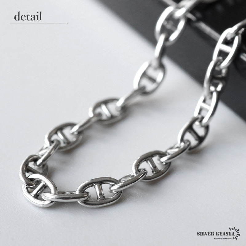 シルバー925 マンテルブレスレット アンカーチェーンブレスレット 細身 錨 マリン 女性 レディース 金アレ対応