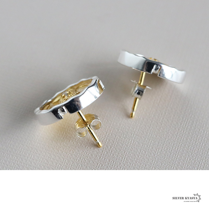 コインピアス エリザベス女王2世 シルバー925 18KGP スタッドピアス 両耳用 2點セット ゴールド 金屬アレルギーフリー