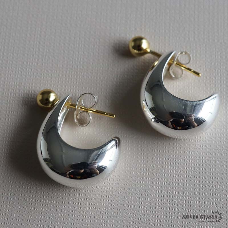 雫ピアス シルバー925 フープピアス スタッドピアス 両耳用 2點(diǎn)セット ドロップ 涙 雫 しずく シルバー ゴールド 金屬アレルギーフリー